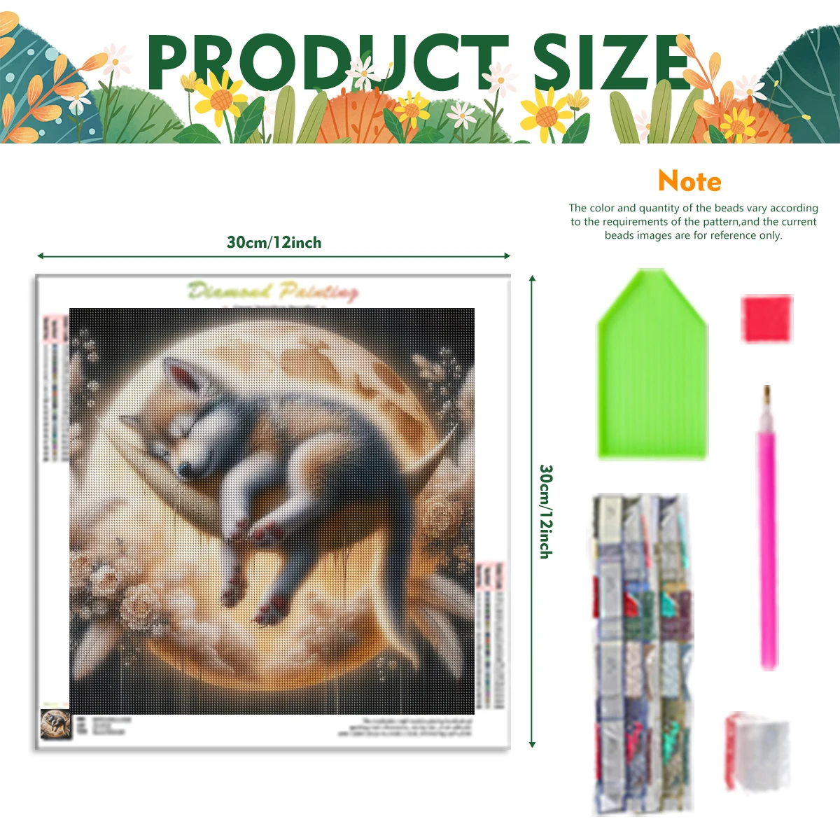 RUOPOTY DIY 5D Diamond Painting Moon Puppy Full Round/Square Embroidery Set Modern Handmade Home Decoration