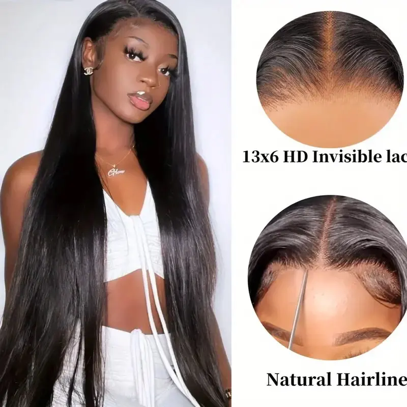 Rosabeauty 13x6 Straight Lace Front Wig Human Hair 250% For Women 13X4 Frontal 5X5 Glueless Ready to Wear Wigs 30 40 Inch