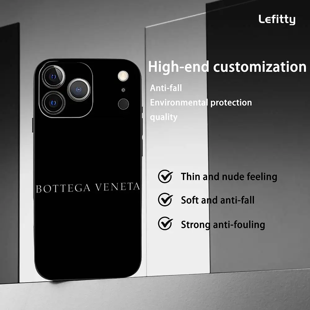 Funda de teléfono de lujo b-botga v-vaneta para iPhone 17 16 15 14 13 12 11 Pro Max Plus Mini Funda suave esmerilada negra