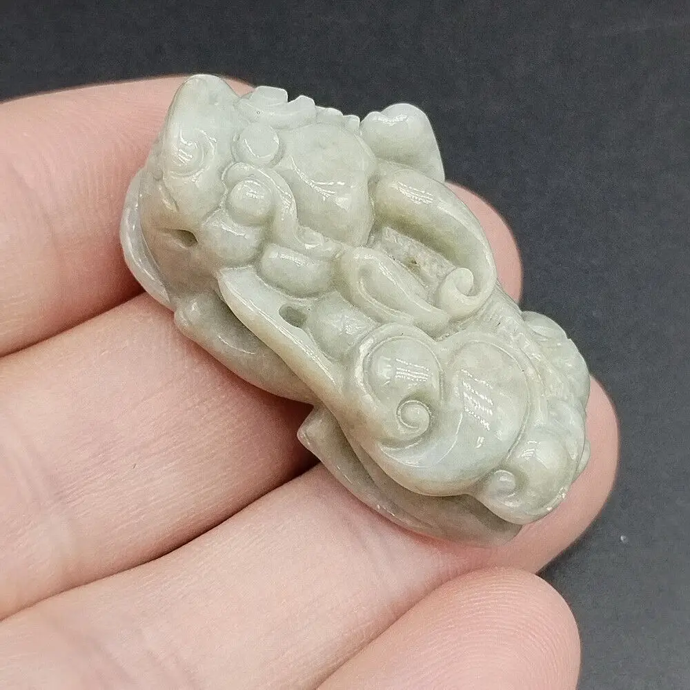 

Certified Natural Type A Jade Jadeite Dragon Pi Xiu Feng Shui Coin Ruyi Pendant