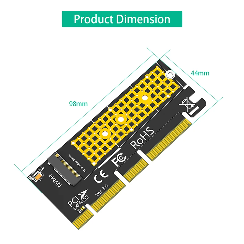 M.2 NVMe KEY M TO PCI Express X4/X8/X16อะแดปเตอร์การขยายการ์ด Riser Converter พร้อม LED รองรับ2230 2242 2260 2280 M2 NVMe SSD