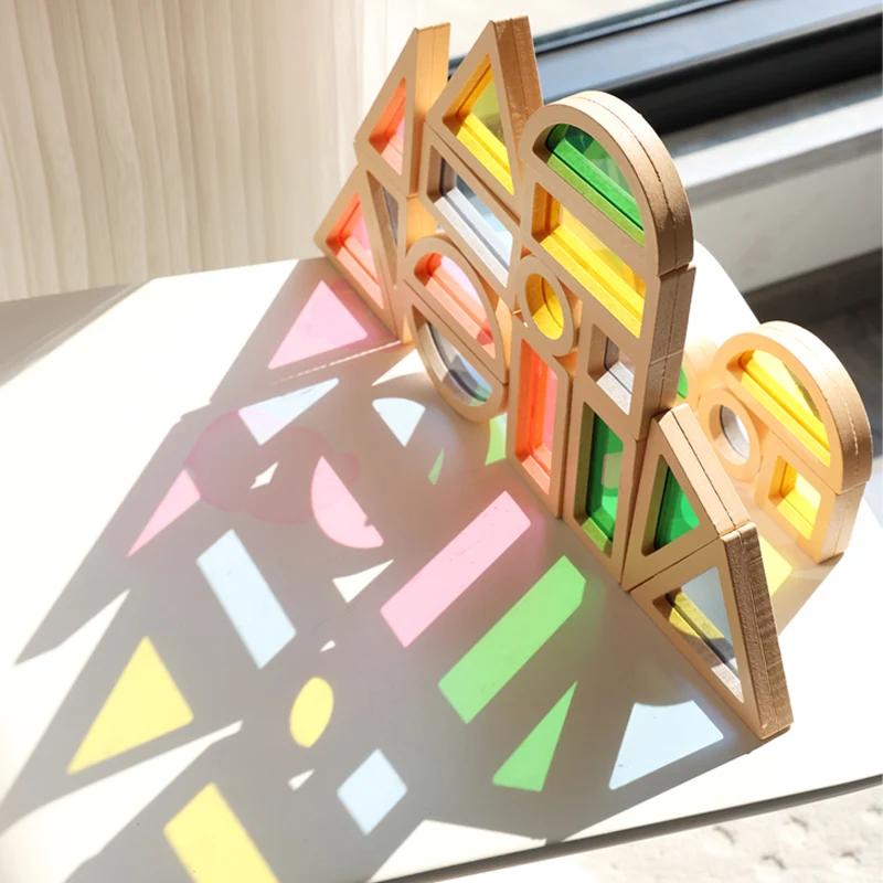 

Acrylic Rainbow Building Blos Large Particle Wooden Sensory Toys Eonal Children's Kidoscope 6 Years Old