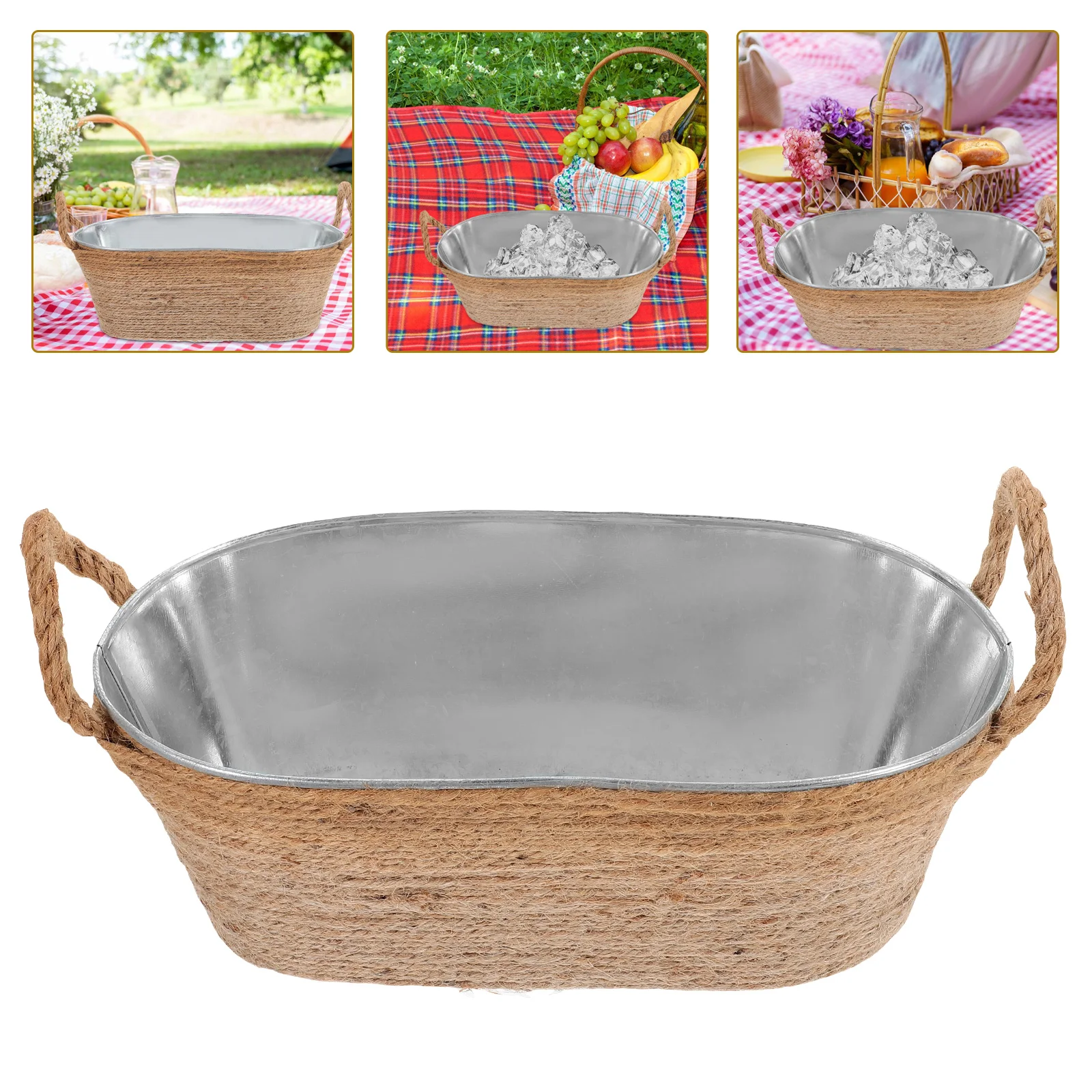 

Thickened Steel Cube Multi-Functional Oval Metal For Drinks Outdoor Picnic Party Iron Beer Barrel Beverage Cooling Container Bar