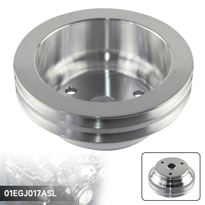 Aluminum Crankshaft Pulley Fit for Small Block Chevy 2 Groove LWP Long Water Pump for  350 Crank