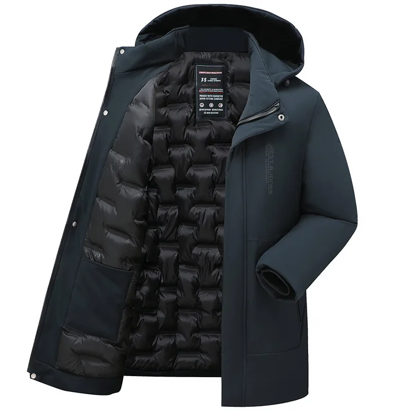 Men Long Thickened Parkas Winter Jacket Luxury Warm Coat Zipper Windproof Windbreaker Thick Cotton-padded Jacket Men Clothing