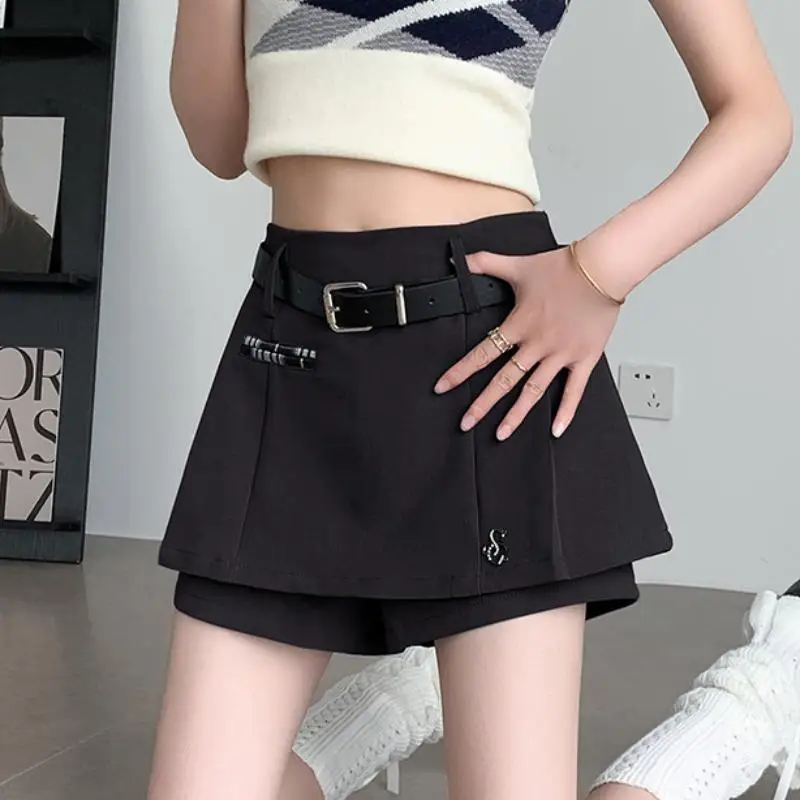 Suit Pants And Skirts Pleated High-End Gray Women'S Summer New Design High-Waisted A-Line Casual Hot Girl Mini Shorts Skirt