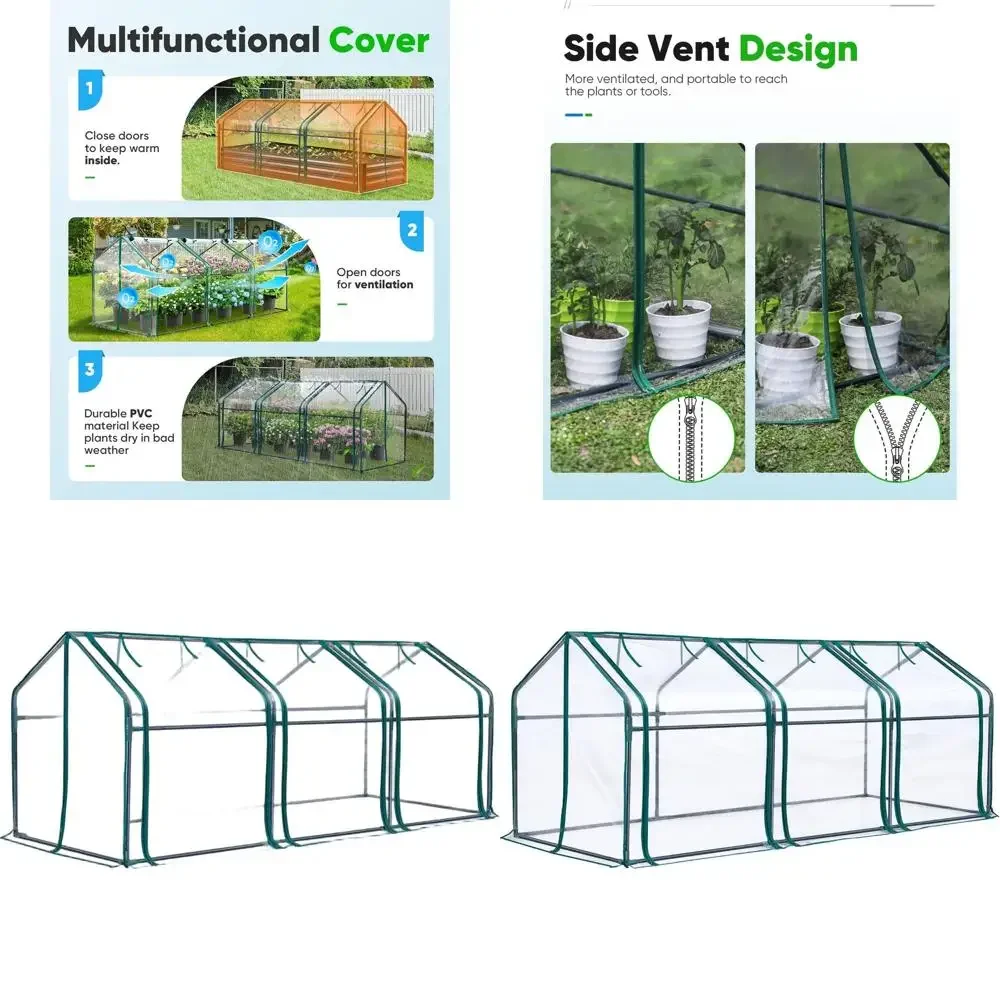 

Compact Tabletop Greenhouse for Indoor/Outdoor Plant Growth with UV-Protected PVC Cover and 8 Stakes, 95x36x36, Clear