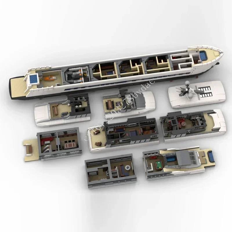 16189 pièces MOC grand Yacht de luxe Puzzle personnalisé modèle de navire de guerre ensemble technique bricolage assemblage créatif enfants Puzzle jouet cadeau de noël