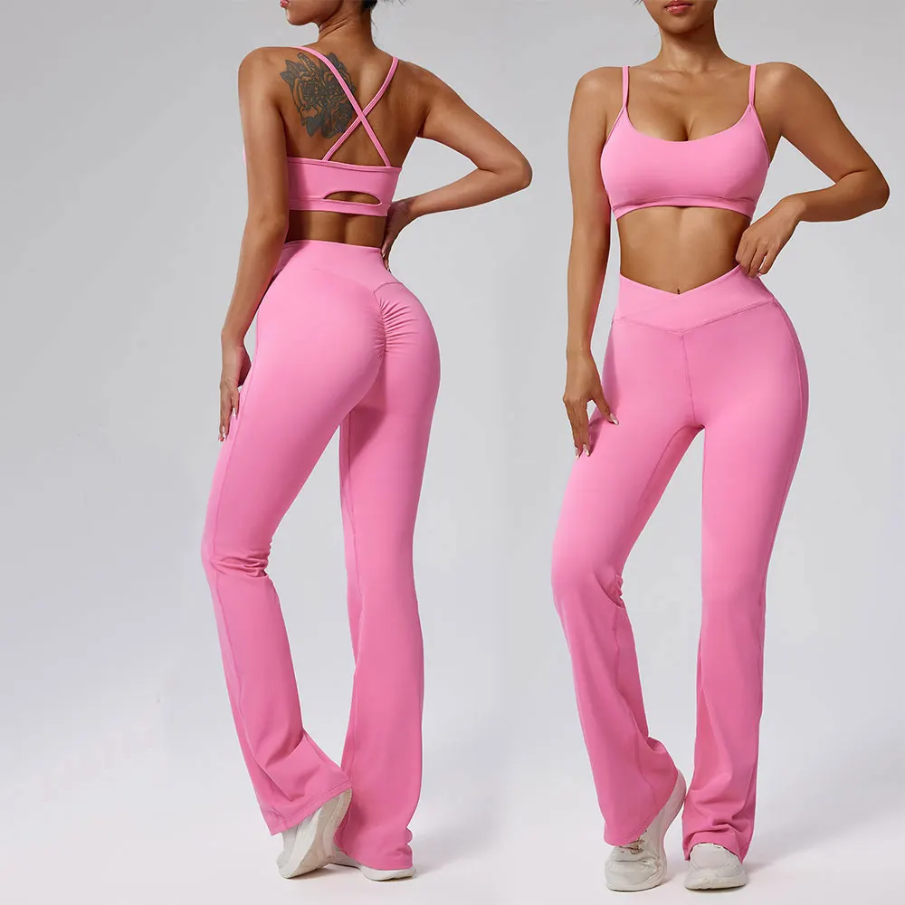 Tuta da donna 2 pezzi Set da Yoga abbigliamento da allenamento abbigliamento sportivo abbigliamento da palestra Leggings a vita alta reggiseno Fitness abiti sportivi abbigliamento sportivo