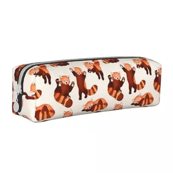 Yaratıcı kırmızı Panda desen kalem durumlarda hayvan öğrenci büyük saklama çantası okul için Pencilcases kalem kutusu fermuar kırtasiye