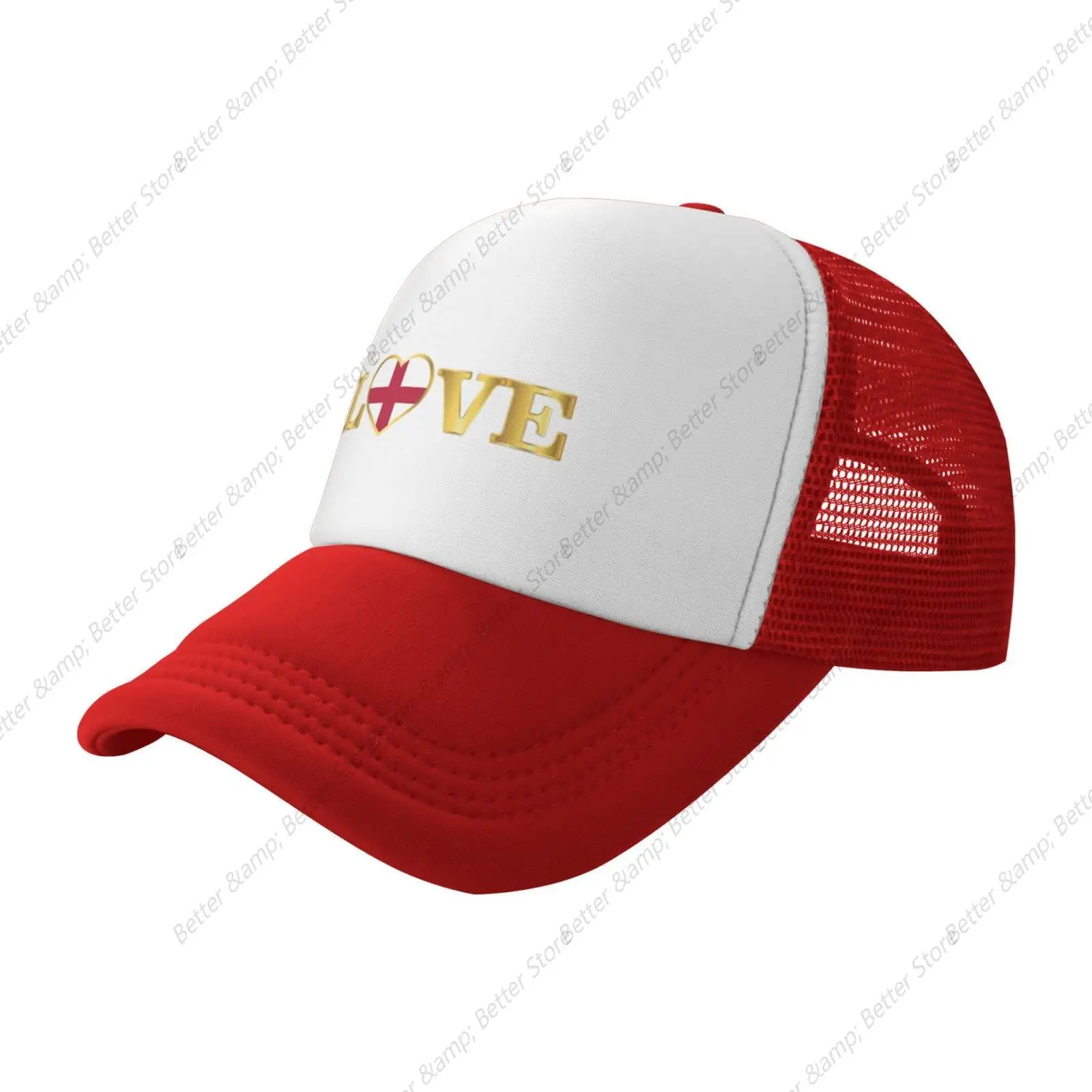 Trucker Caps Golden Love Typography England Flag Mesh Baseball Cap Sun Hats