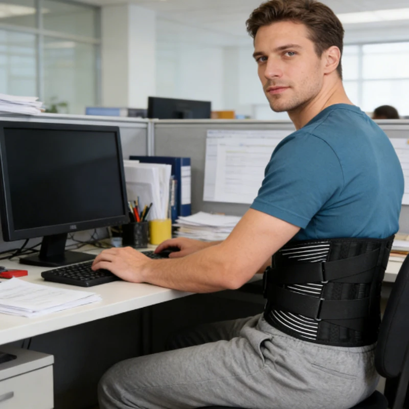 

1 шт., бандаж для нижней части спины с 6 опорами, противоскользящий ортопедический поясничный поддерживающий дышащий пояс для поддержки талии для тренажерного зала