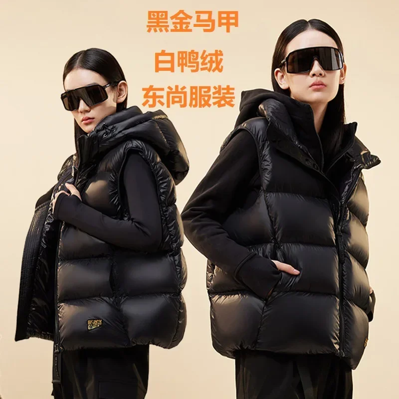 

New Thickened Down Vest for Couples White Duck Down Sleeveless Jacket Women Hooded Winter Outwear Puffer Jacket Women VT-305