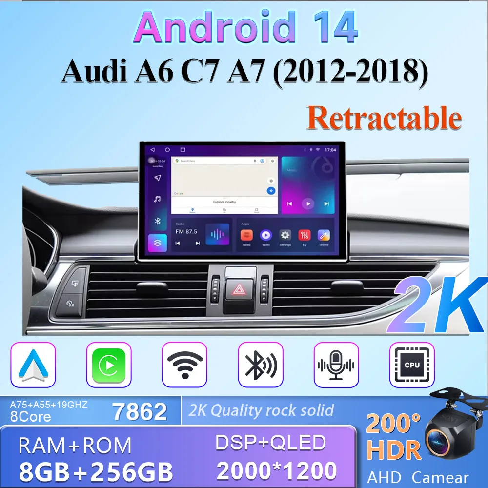 Car Radio Android Carplay For Audi A6 C7 A7 2012-2018 Wireless Multimedia Video Player WIFI 4G Navigation Touch Screen Display