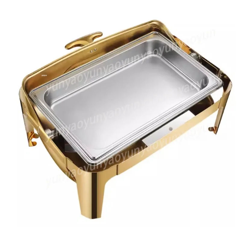 Electric Insulated Breakfast Buffet Stove Stainless Steel Gold Full Flip Design for Hotel Catering Use