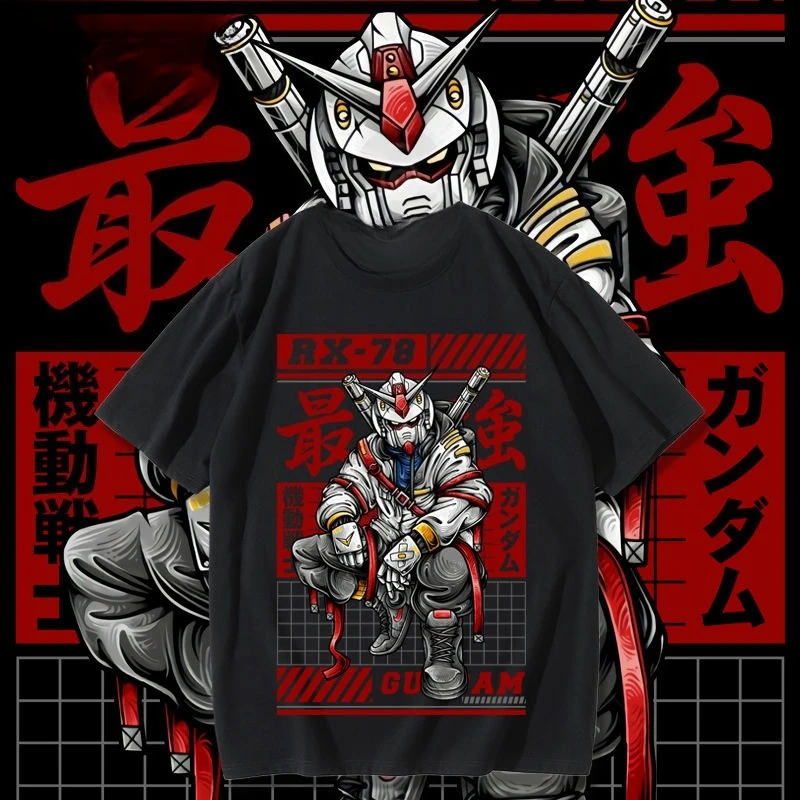 

Gundam T-shirt male mecha warrior RX-78 joint short sleeve 2025 new cotton printing loose animation periphery