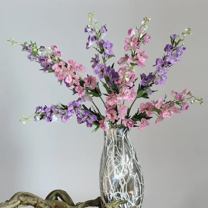 3-teiliges Set 100cm Künstliche Blumen Latex Delphinium Violett Hochzeitsdekoration Saaldekoration Real Touch Blumen Hyazinthe Party Heimdekoration – Detail 2