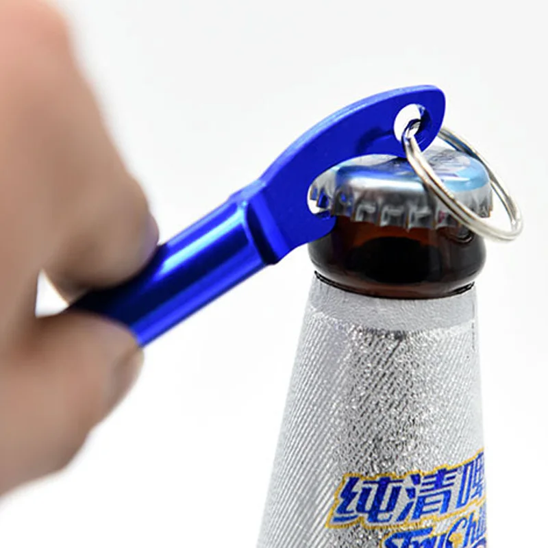 Wholesale 2000pcs/lot mini pocket Aluminum Keychain Keyring Whistle portable beer bottle can opener promotion gift custom logo