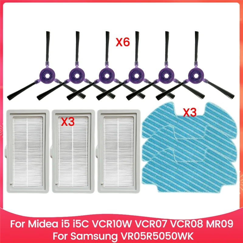 YCOC-para Midea I5 I5C VCR10W VCR07 VCR08 MR09 Forsamsung VR05R5050WK Kit de accesorios Cepillo Lateral filtro Hepa paño de mopa Kit