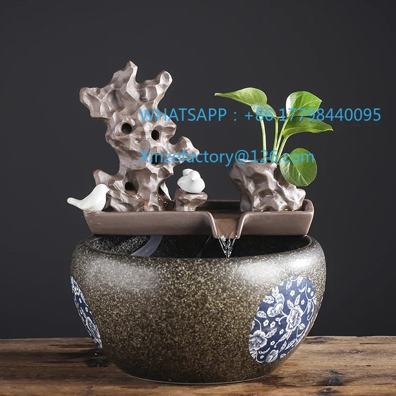 تخصيص الإبداعية السيراميك نافورة الماء الجارية المرطب زخرفة محظوظ فنغ شوي عجلة غرفة المعيشة مكتب المياه الجارية #5