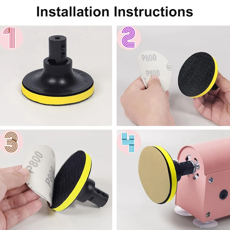 120 peças almofada de polimento de lixa de 3 espaços, acessório de moedor de bancada, grão 60-10000, kit de fixação de lixa para madeira, resina