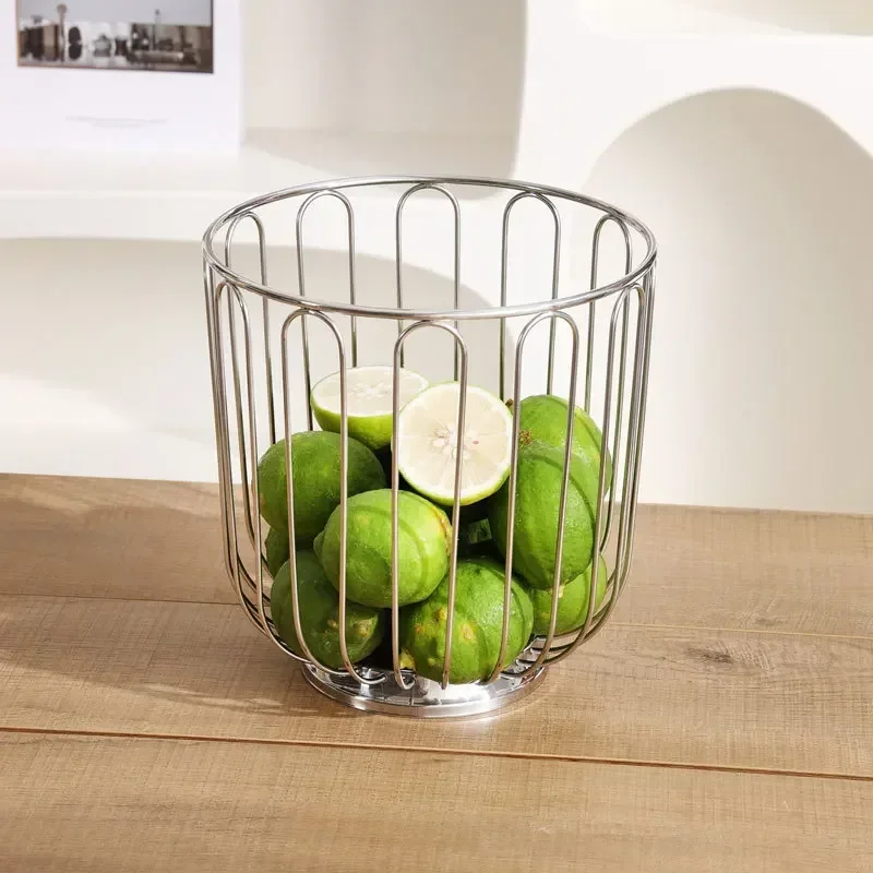 Stainless Steel Fruit Basket Tray Citrus Home Storage Decoration Circular Shape