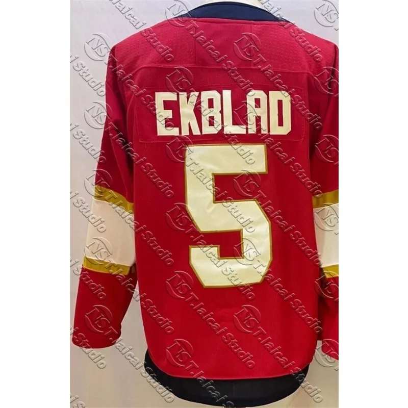 تي شيرت رجالي 2025 سيرجي بوبروفسكي فلوريدا بانثرز ستانلي كأس النهائي للمنزل أحمر طويل الأكمام تي شيرت فضفاض مناسب لهوكي الجليد تي شيرت