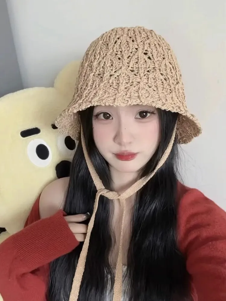 

Hand Knitted Summer Hat Women's Lightweight Hollow out Fiing Cap Face Slimming Sunade Casual Sle for Travel And Spring ...