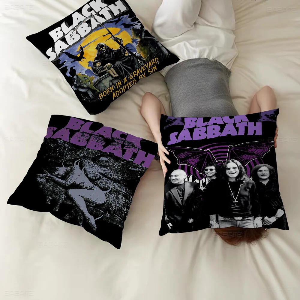 B-Black S-Sabbath Band Pillow Gift Home Office Decoration Bedroom Sofa Car Cushion Cover case 45x45