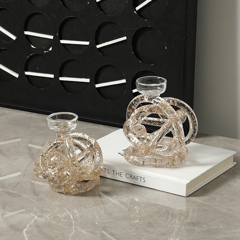 

Modern light luxury bar ball gold foil glass candlestick ornament model room living room dining side cabinet high-end creative