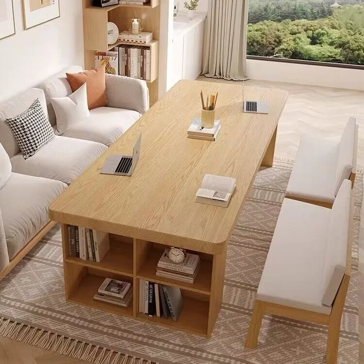 Tout en bois massif, grand bureau, simple, bureau à domicile, salon, établi