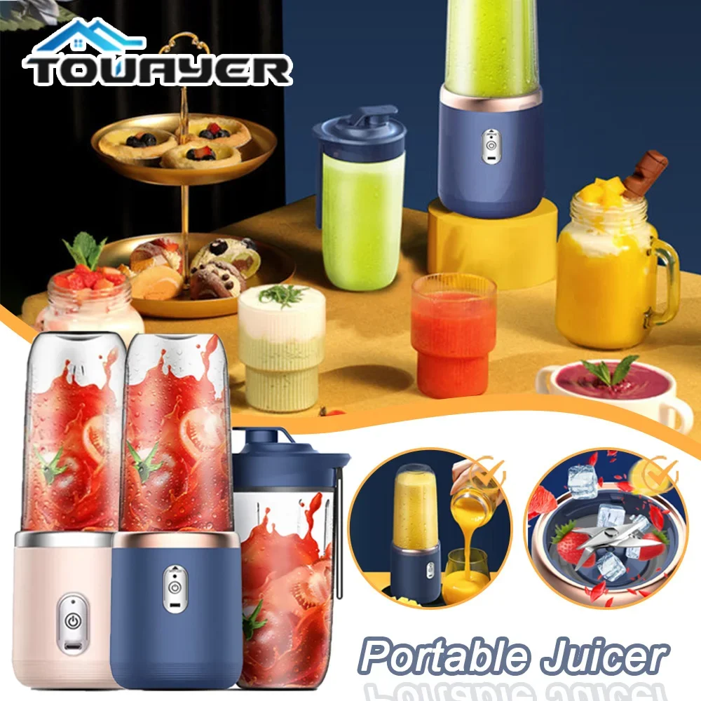 

400ml Electric Blender Dual Cup Fruit Juicer Handheld USB Quick Charge Juicer Apply for Fruit Vegetables Family Party Travelling