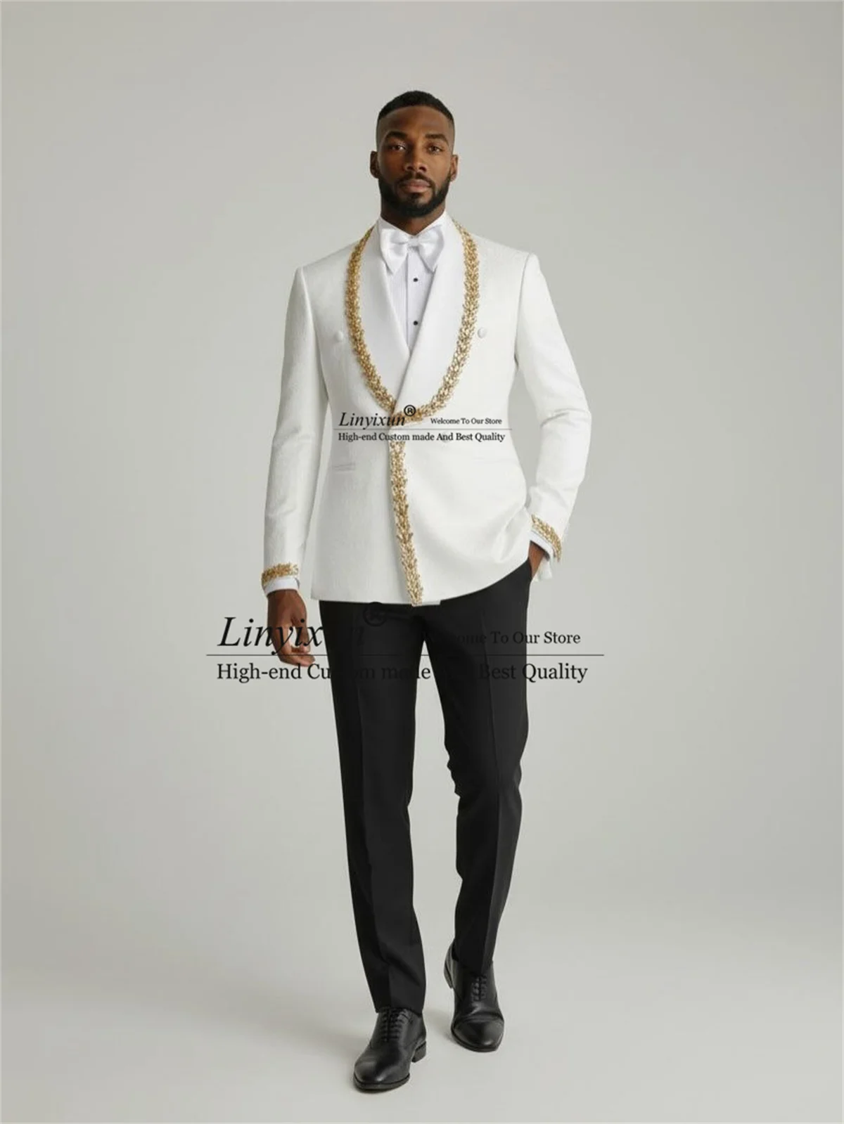 

Роскошные мужские костюмы со стразами и бисером, индивидуальные смокинги для жениха, комплекты из 2 предметов, мужские пиджаки для выпускного вечера, Slim Fit trajes para hombre