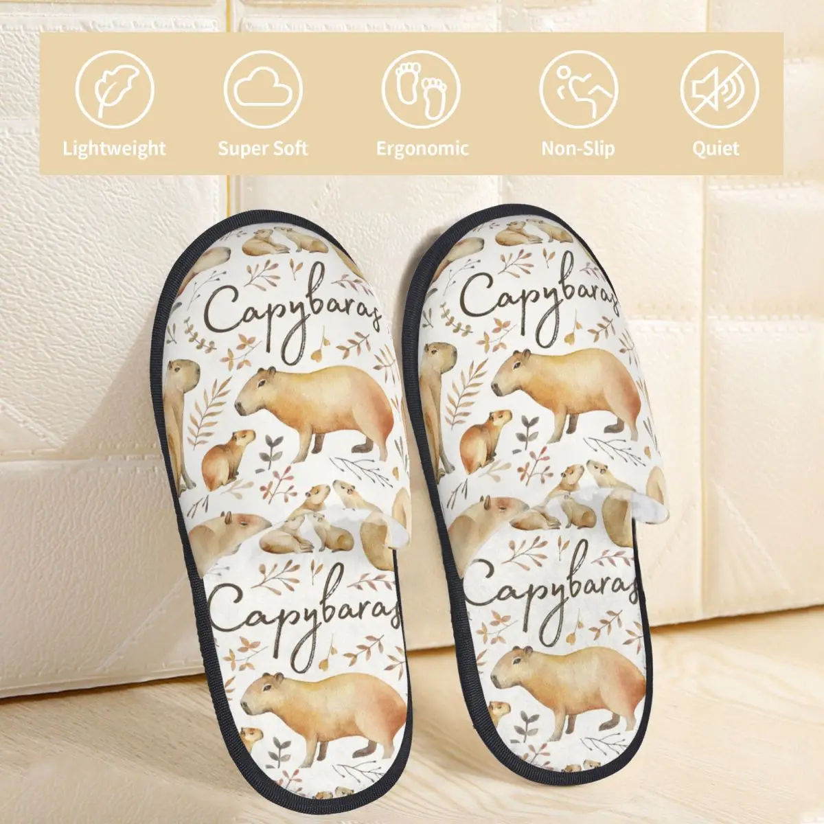 Winter Furry Slippers Capybara Animal Accessories Household Fur Slides Slippers Living Room Soft Anti-skid Slides image 2