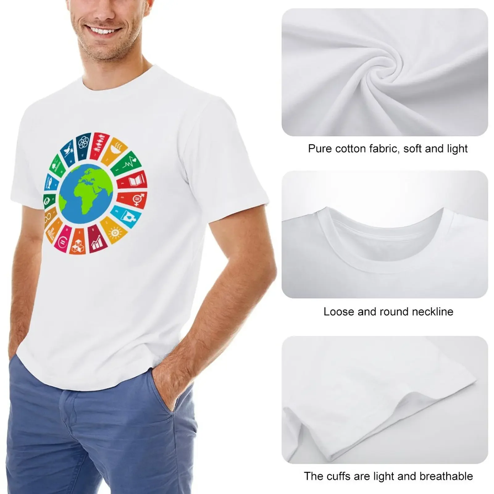 UN SDGs | UN Global Goals Logo | United Nations Sustainable Development Goals 2030 T-Shirt plus sizes mens big and tall t shirts