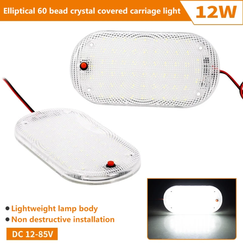 Lâmpada de Teto LED 60LED 12V-85V para Carro, Veículo, Leitura Interna, Luzes de Teto, Luz de Cabine de Alta Luminosidade para Carro e Empilhadeira