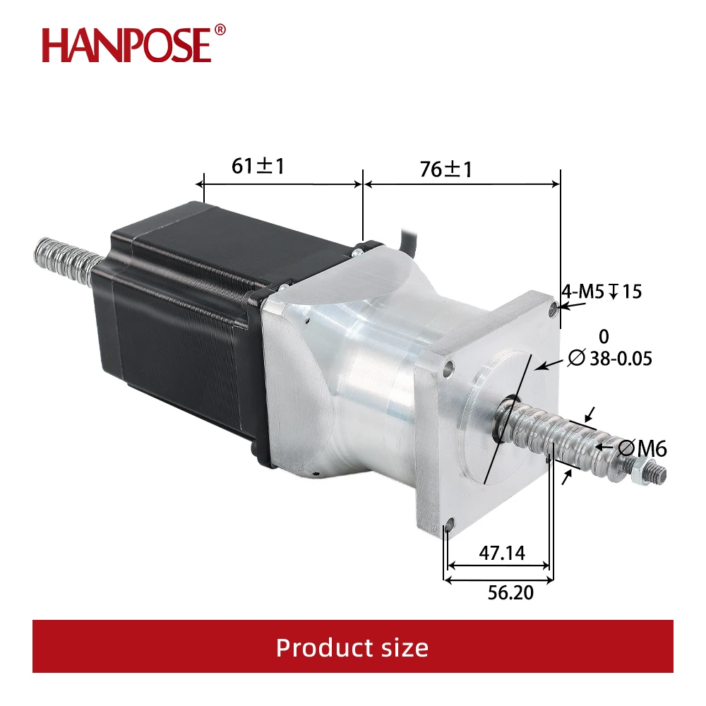 NEMA23 stepper motor 76mm 57HAB56-SFU1204 126N.CM 2.8A 300mm for CNC worm wheel edging machine 57 Through ball screw motor