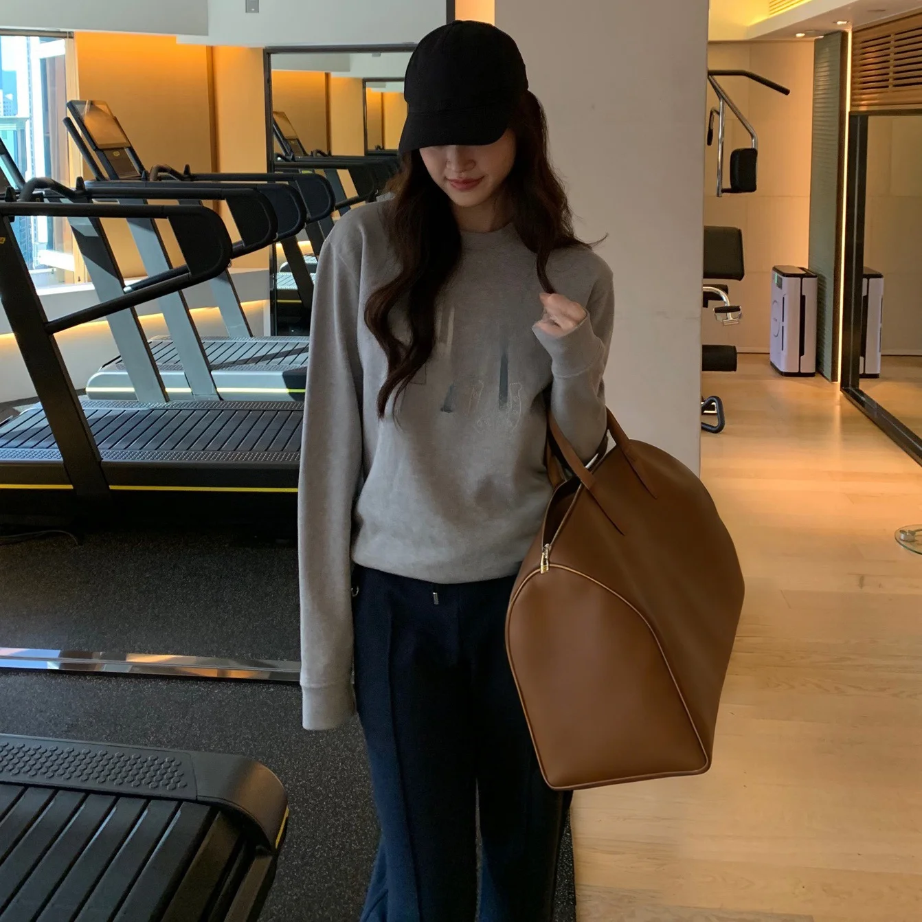 

Spring 2026 Women's Hanrted Heavyweight Lamb Leather Hoodie Long Sve round Ne Sweatirt Stand Fit Cotton 00%