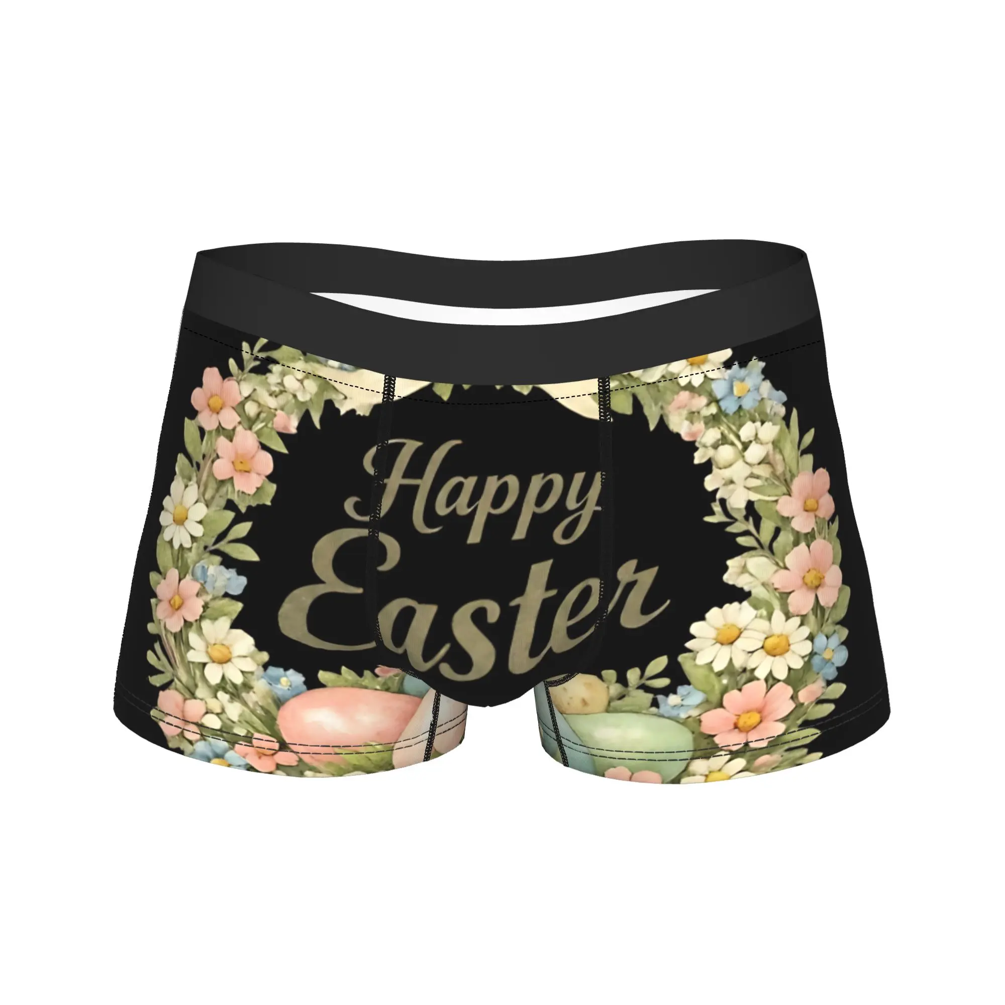 

Easter Bunny with Easter Eggs Underwear Men Boxer Brief Funny Trunk Trenky Printing Plus Size Underpants