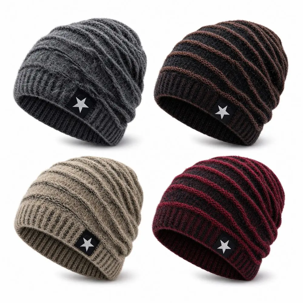 gorro-de-la-quente-com-textura-listrada-e-aba-dobrada-forrado-com-fleece-com-patch-de-estrela-em-trico-grosso-estilo-slouchy-com-efeito-de-pele-de-coelho-sintetica