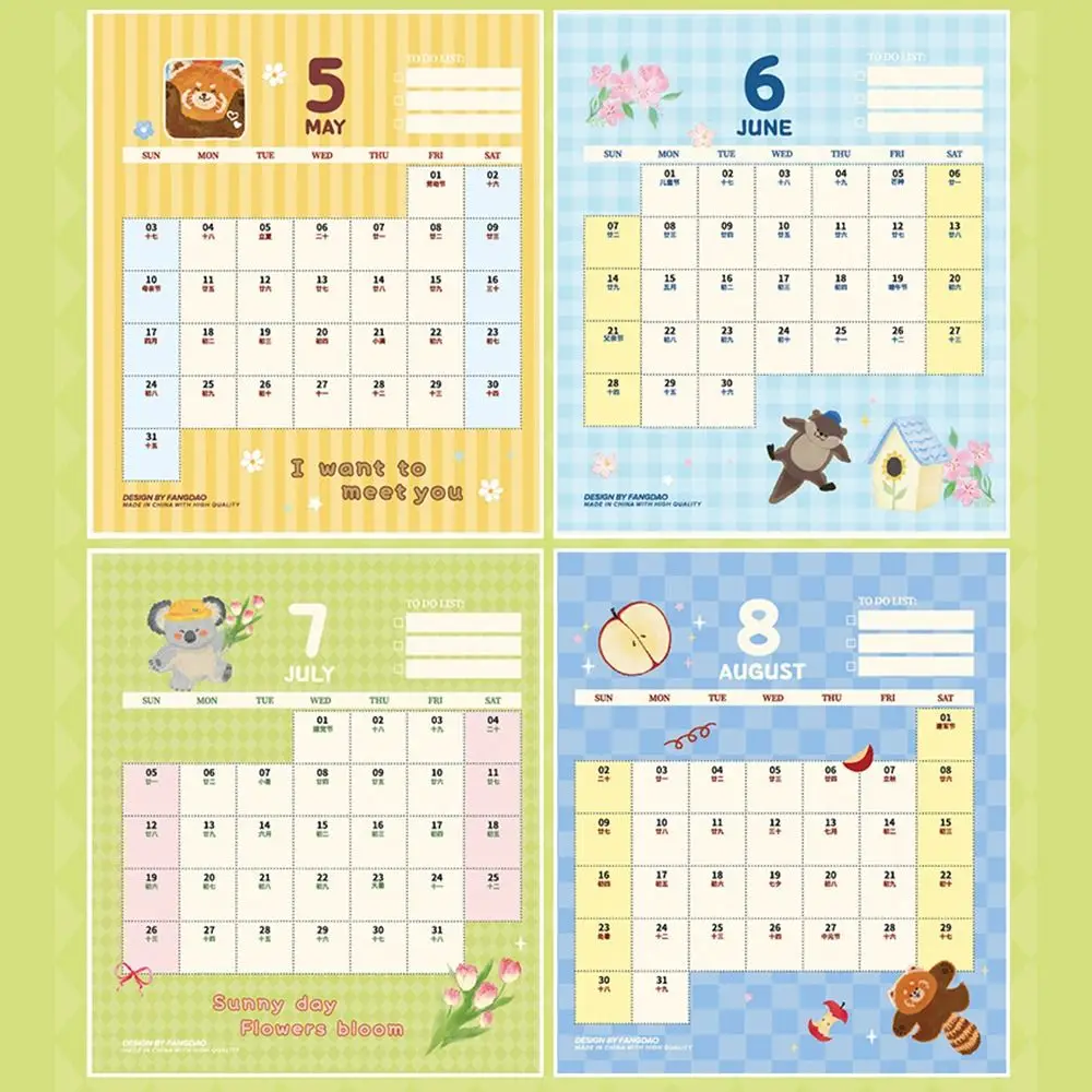 Cartoon Animals Theme 2026 Desk Calendar Memo Notes Coil Binding Tabletop Schedule One Month to View Monthly & Daily Planner