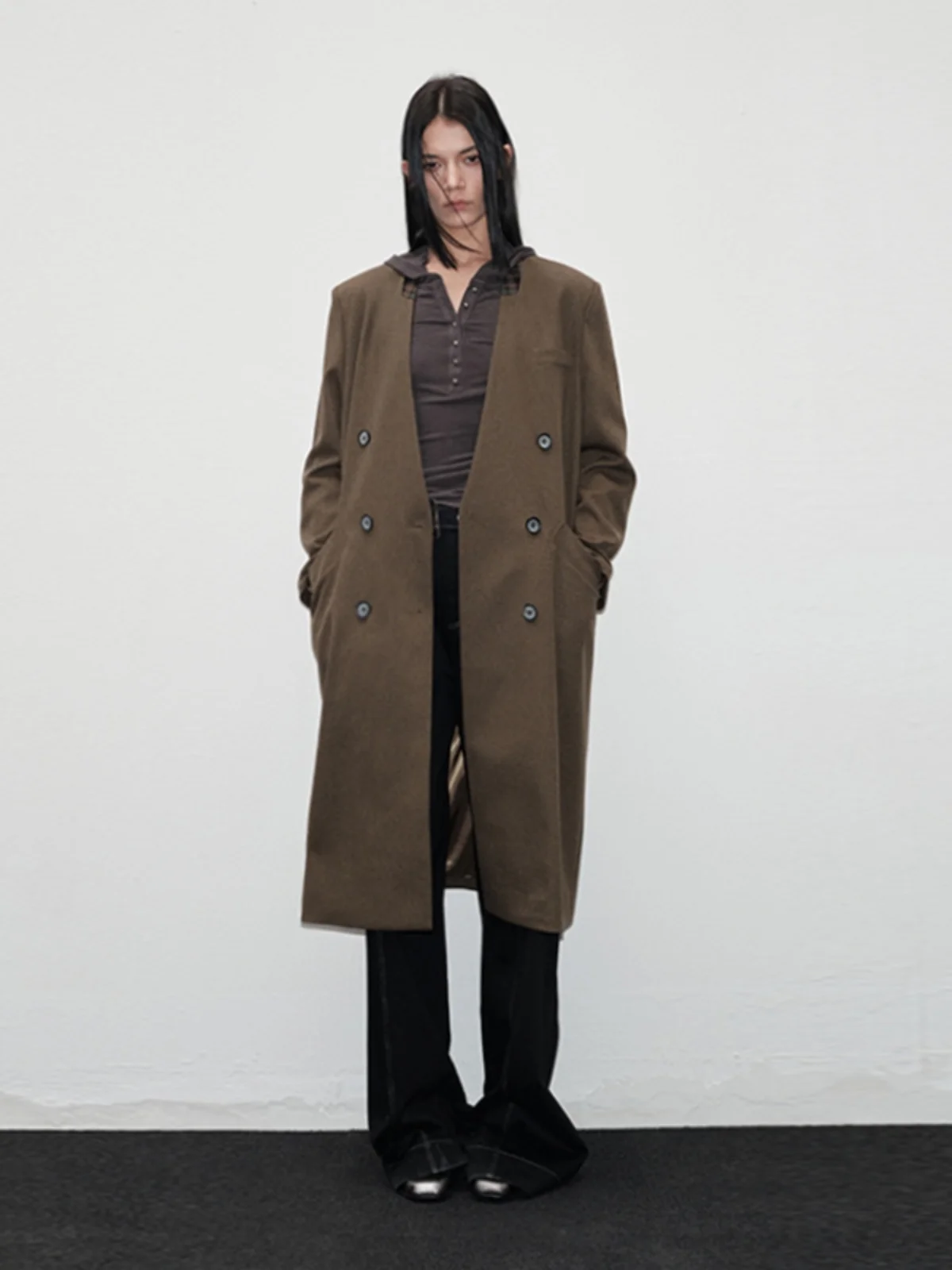 

Женский премиум-пиджак Long Arrut AR Flrown с подкладкой на плечах, в стиле колор-блок, модный, для повседневной носки, из полиэстеровой смеси