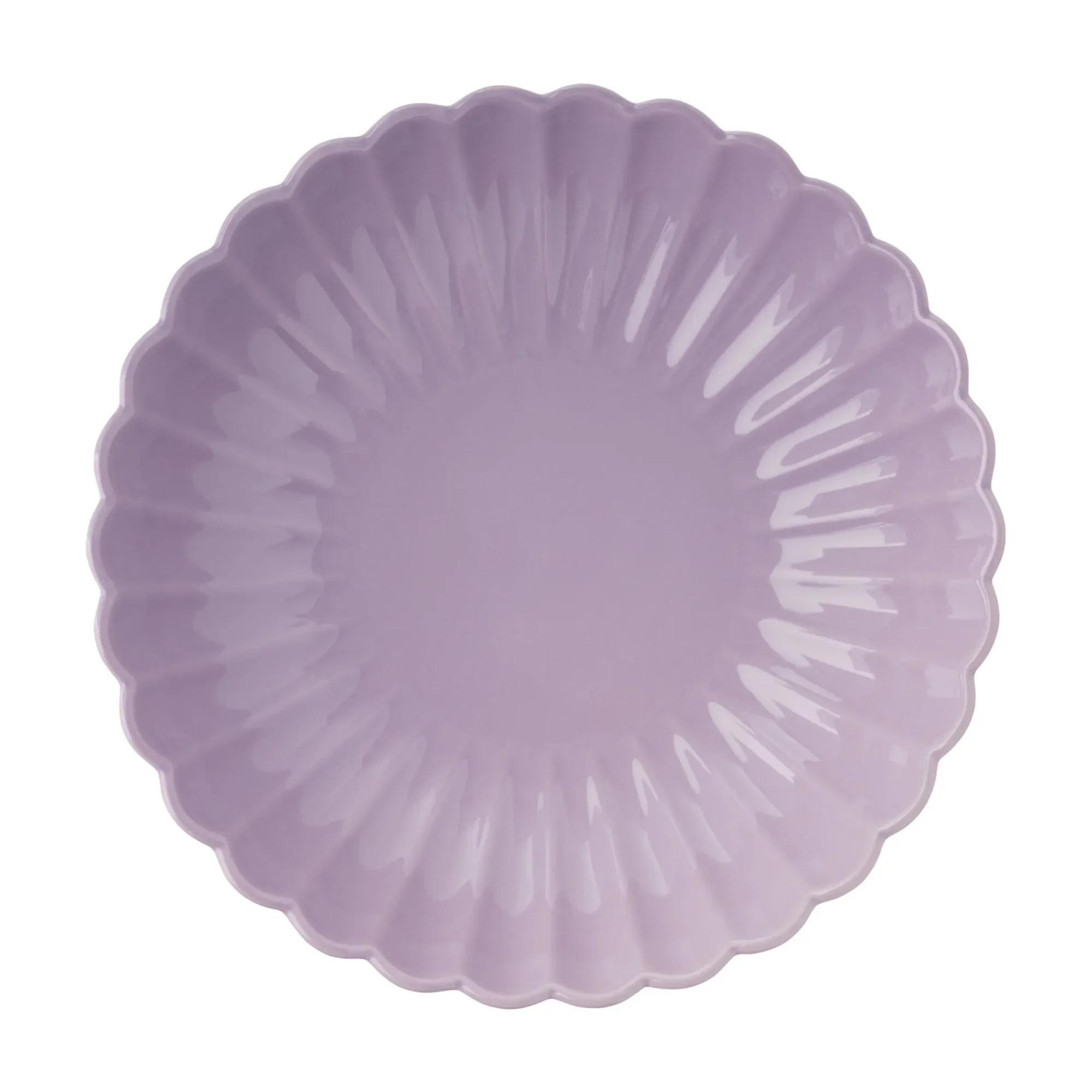 11-inch purple pottery serving bowl with a unique scalloped design, made from high-quality clay for durability
