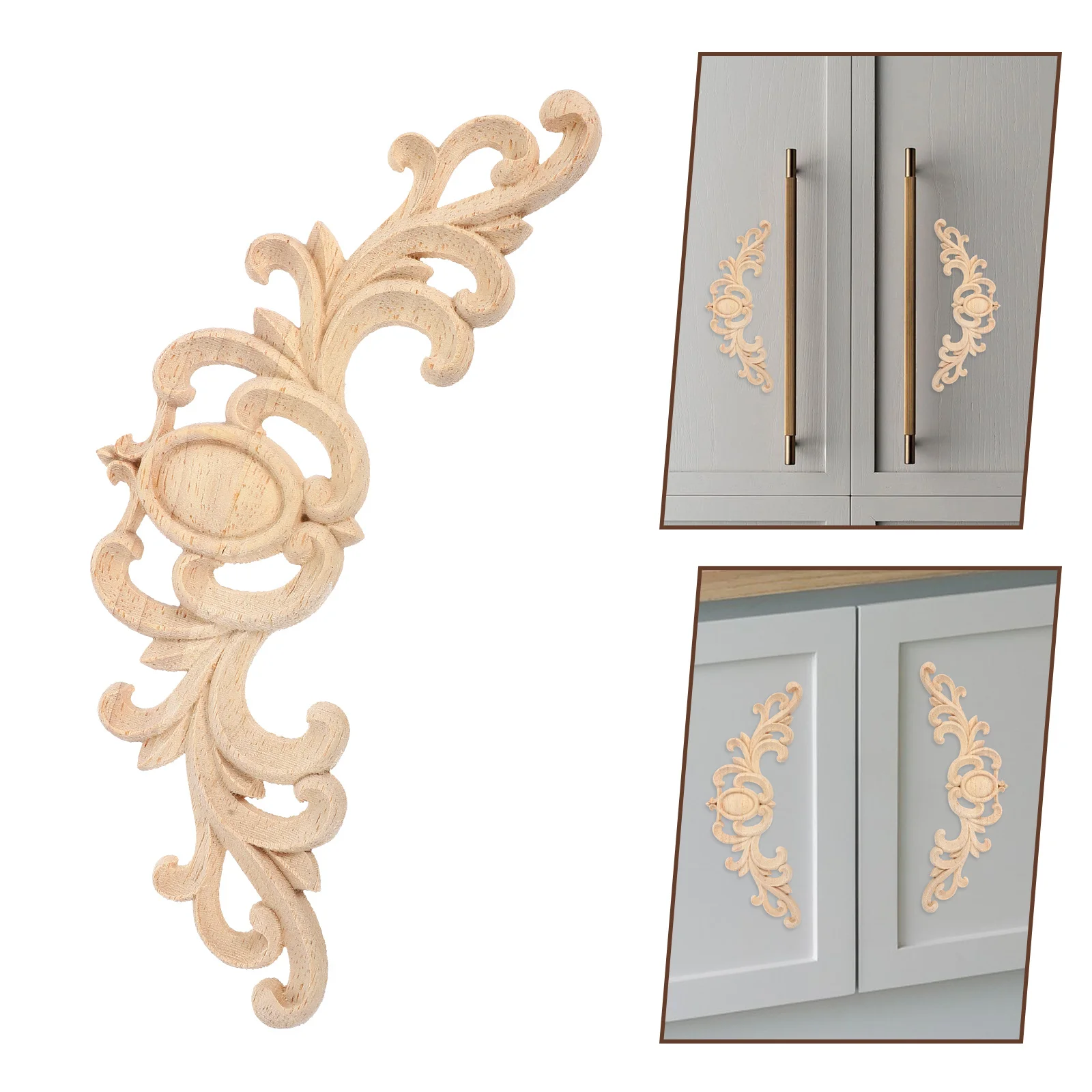 Unpainted Wooden Carved Appliques European Style Furniture Decoration Wardrobe Cabinet Door Wood Carving Decals