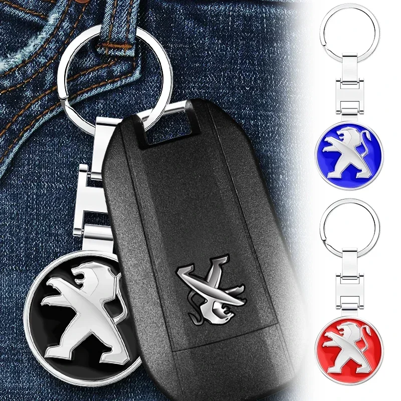 For Peugeot 206 207 307 308 408 508 3008 Car Styling  Car Logo Keychain Key Chain Auto Keyring Key Ring Holder Keyfob