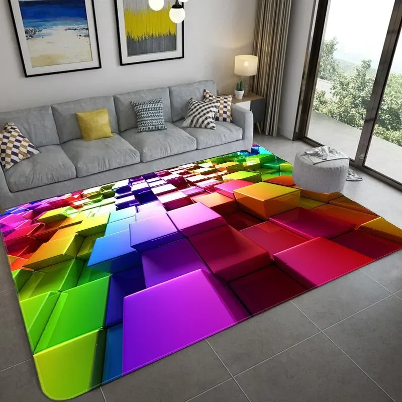 

Geometric Colorful Lattice Carpets for Living Room Bedroom Area Rugs Anti-slip Indoor Floor Mat Home Decorate Tapis Salon Tapete