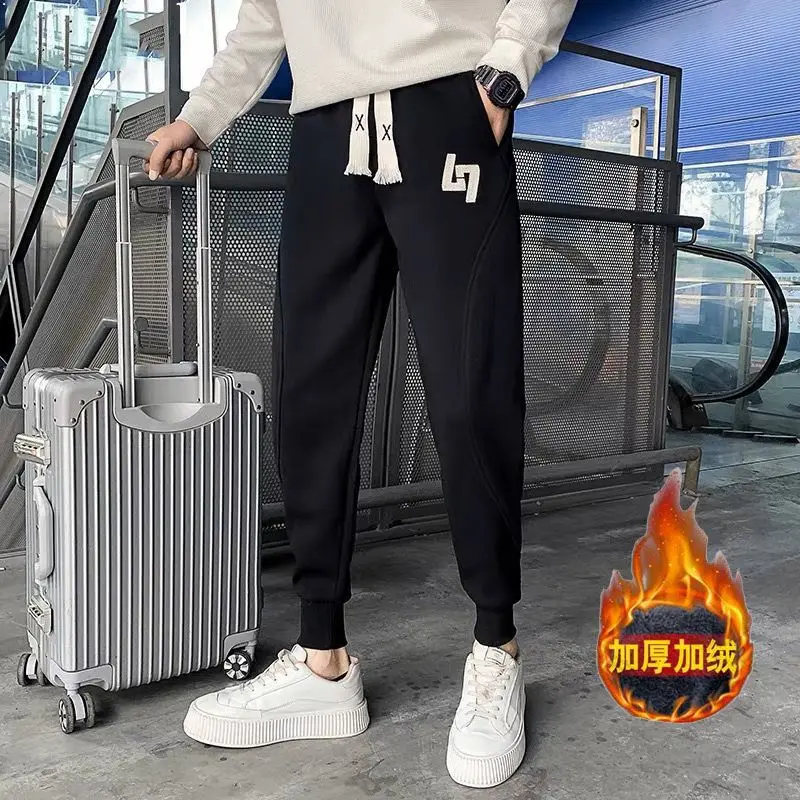 Men's Sweatpants Sport New Style with Added Velvet and Thick Casual Long Pants