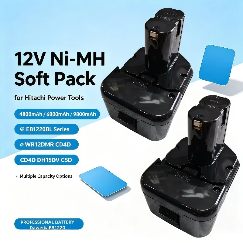 Replacement 12V Cordless Drill Battery 4800/6800/9800mAh Fit For Hitachi WR12DMR CD4D DH15DV C5D
