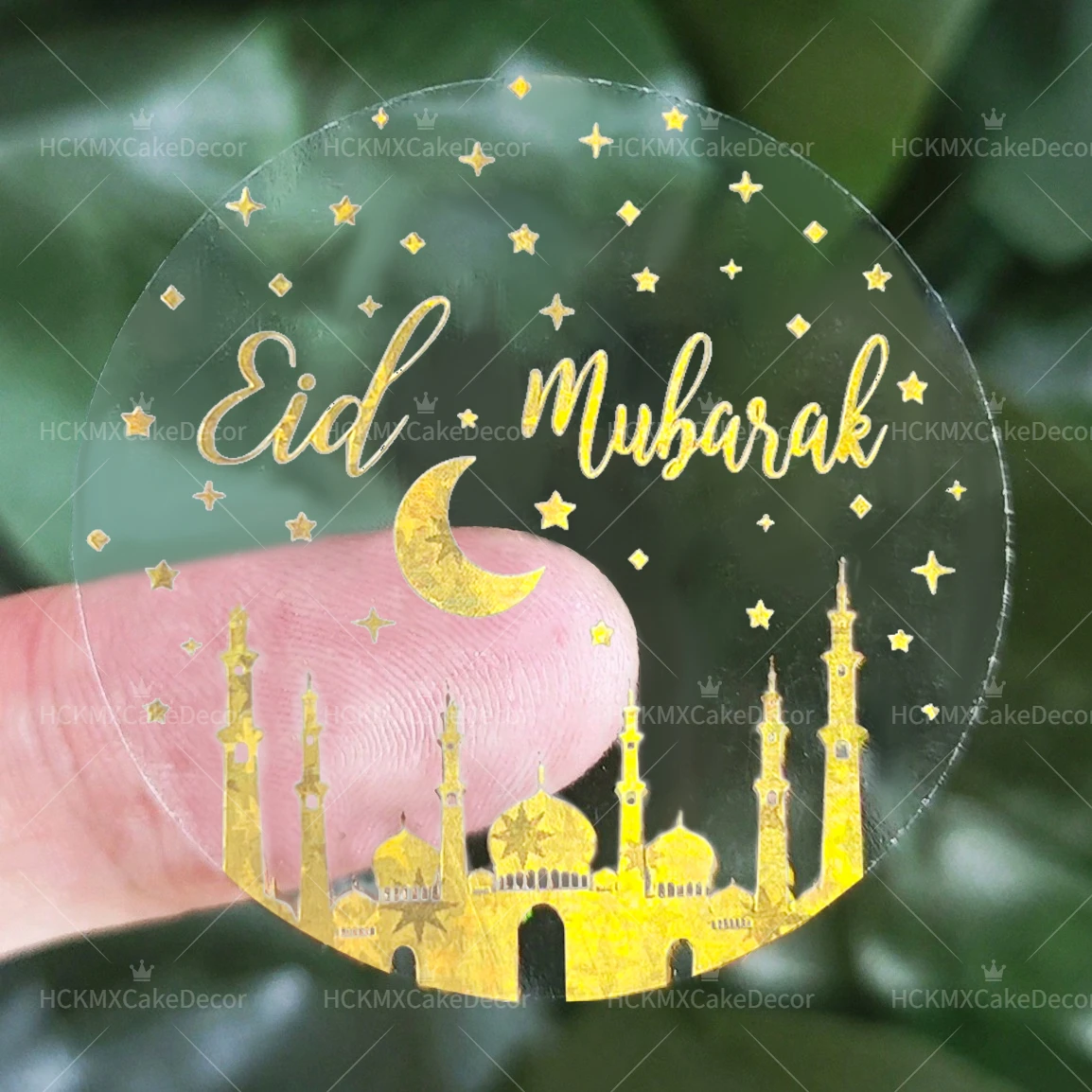 5 Blatt Eid Mubarak Transparente Heißpräge-Aufkleber für Ramadan-Themenpartys Geschenkverpackung Dekorative Sticker
