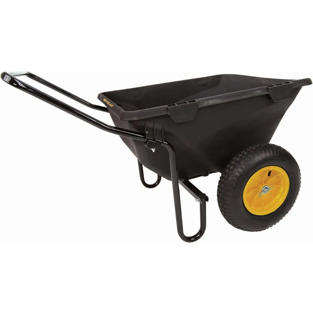 

Polar Trailer 7 Cubic Foot Heavy Duty Utility Yard Garden Cart Wheelbarrow Cub Cart with Handle and Wide Track Rubber Wheels